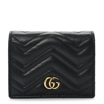 Gucci Calfskin Matelasse GG Marmont Card Case Wallet Black 1 of 7