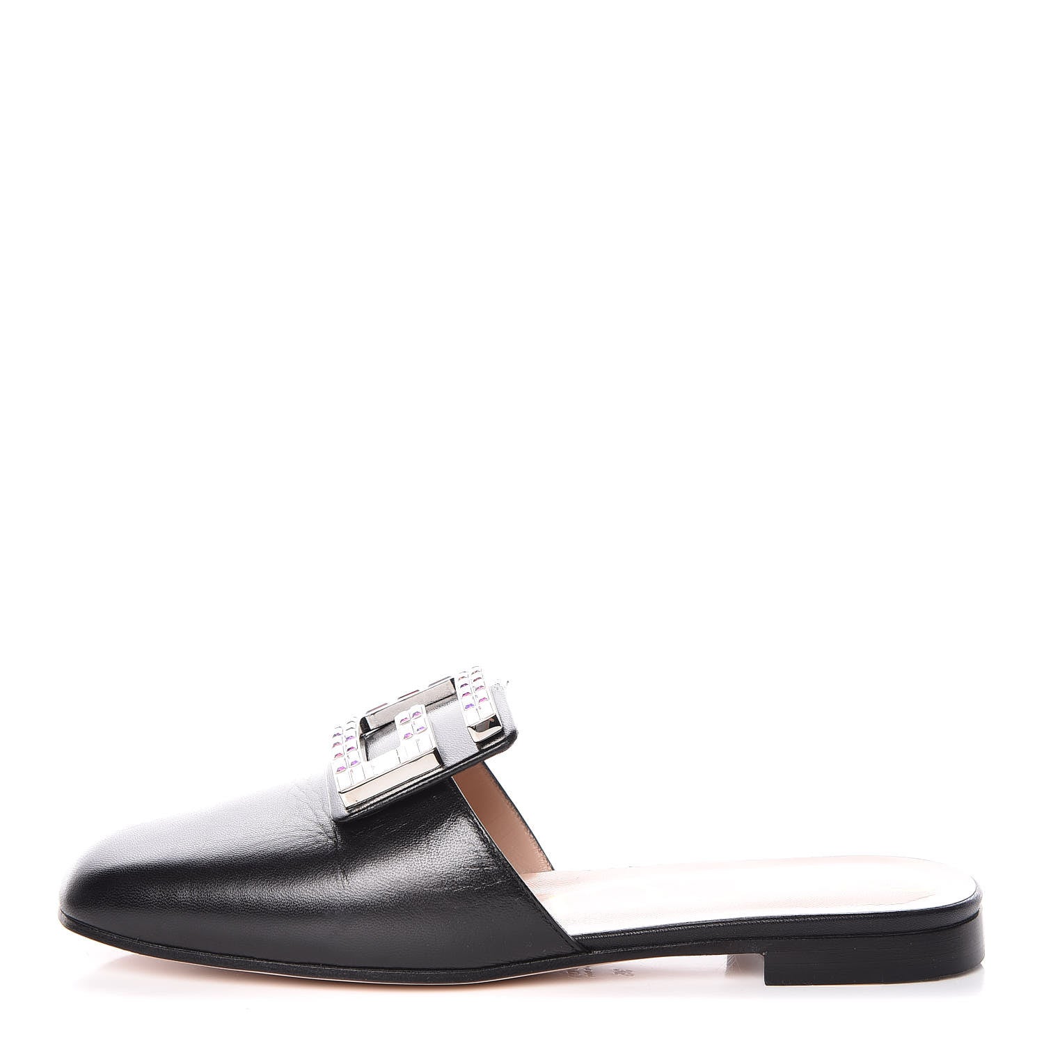 Gucci Malaga Kid Crystal Square G Madelyn Mules 35 Black 1 of 9