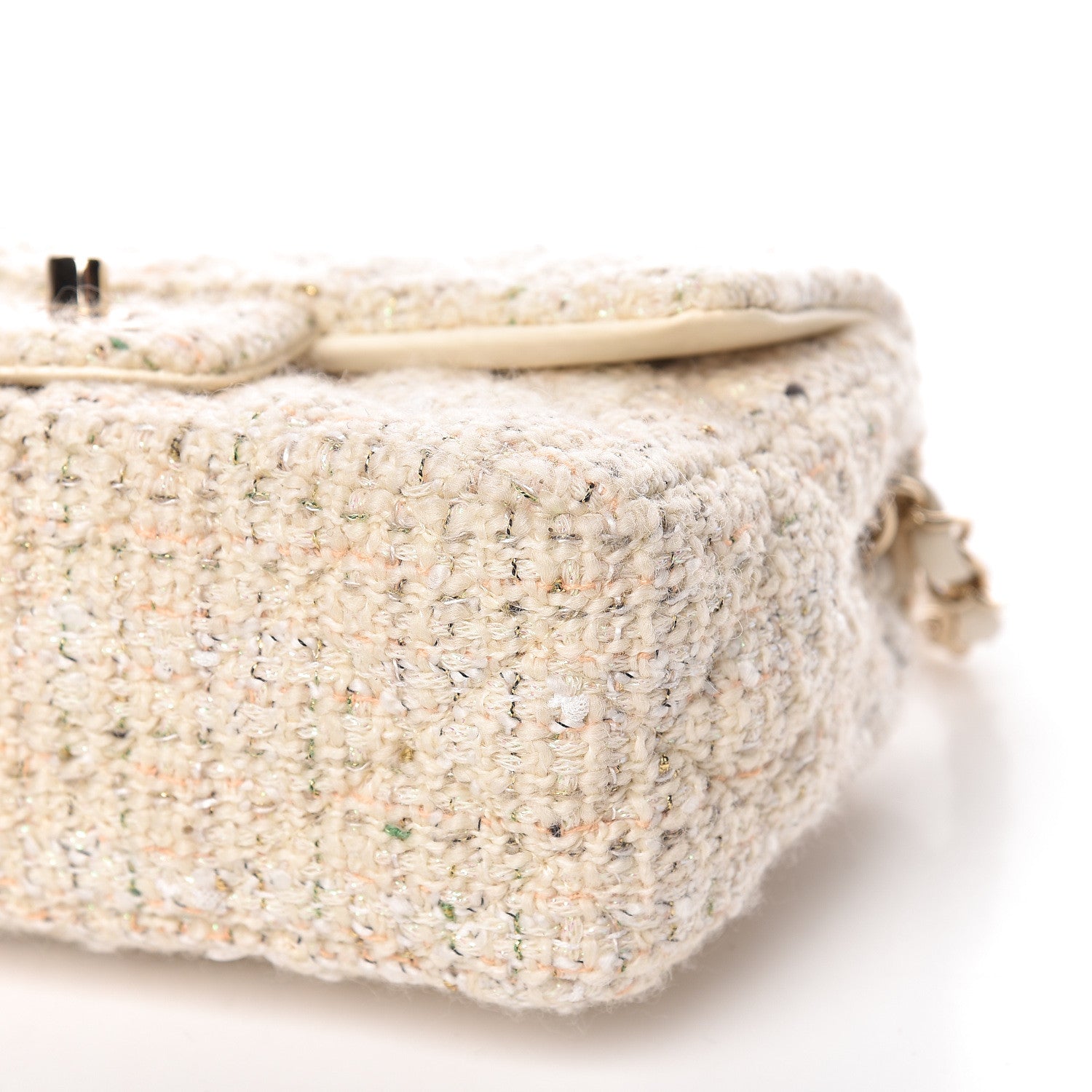 Chanel Tweed Quilted Mini Rectangular Flap Off White 8 of 15