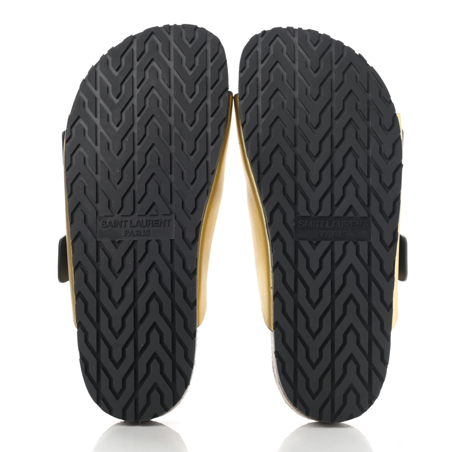 Saint Laurent Calfskin Metallic Jimmy Cross Slides 37.5 Gold 5 of 9