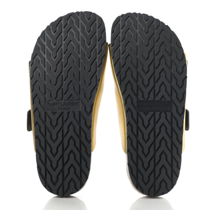 Saint Laurent Calfskin Metallic Jimmy Cross Slides 37.5 Gold 5 of 9