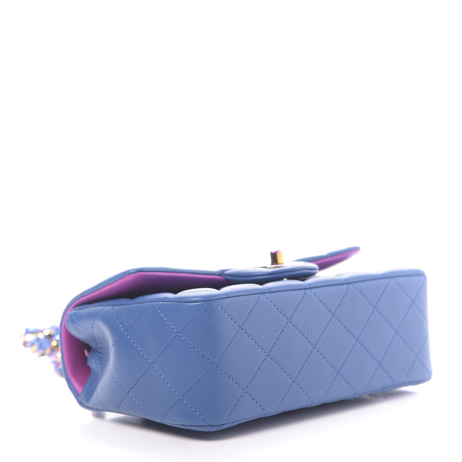 Chanel Lambskin Quilted Mini Rectangular Flap Blue Purple 4 of 12