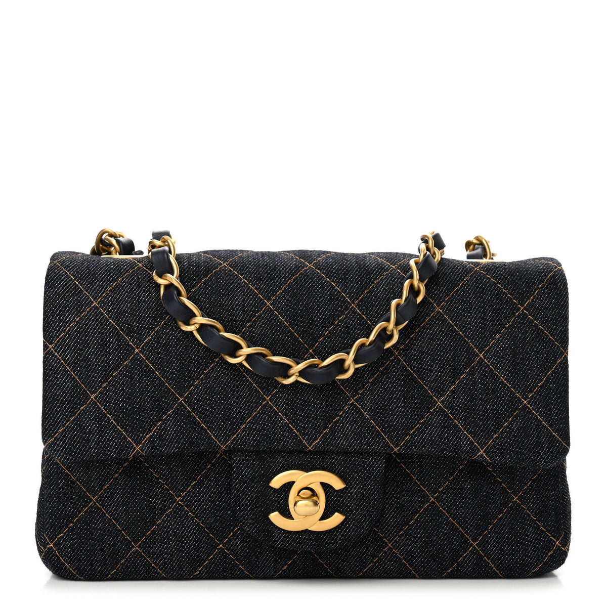 Chanel Denim Quilted Mini Rectangular Flap Dark Blue 1 of 11