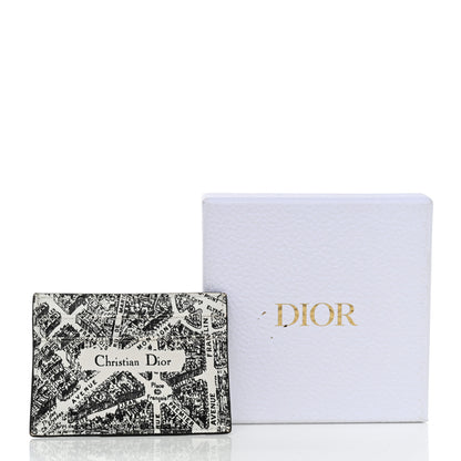 Christian Dior Calfskin Plan De Paris Print Card Holder White Black 9 of 9