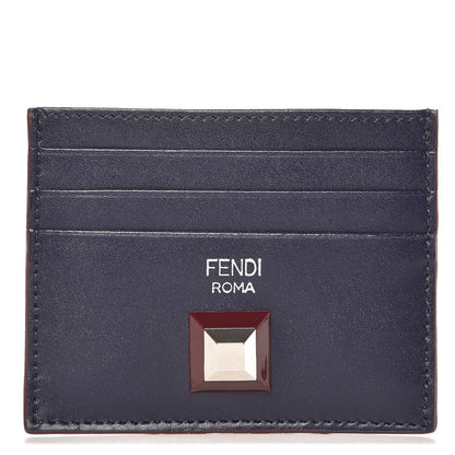 Fendi Vitello Liberty Studded Bi-Color Card Holder Blueberry Sand 1 of 8