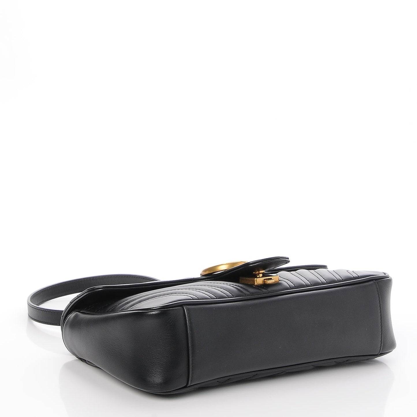 Calfskin Matelasse Small GG Marmont Shoulder Bag Black