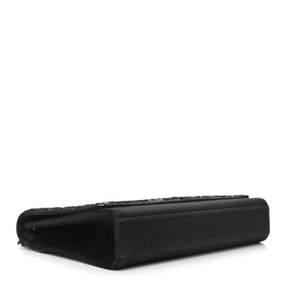 Saint Laurent Sequin Flip Satin Monogram Kate Chain Wallet Black 9 of 11