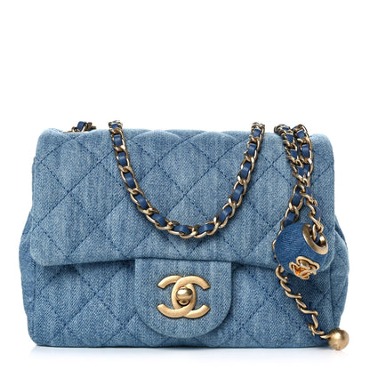 Chanel Denim Quilted Mini Pearl Crush Flap Blue 1 of 12