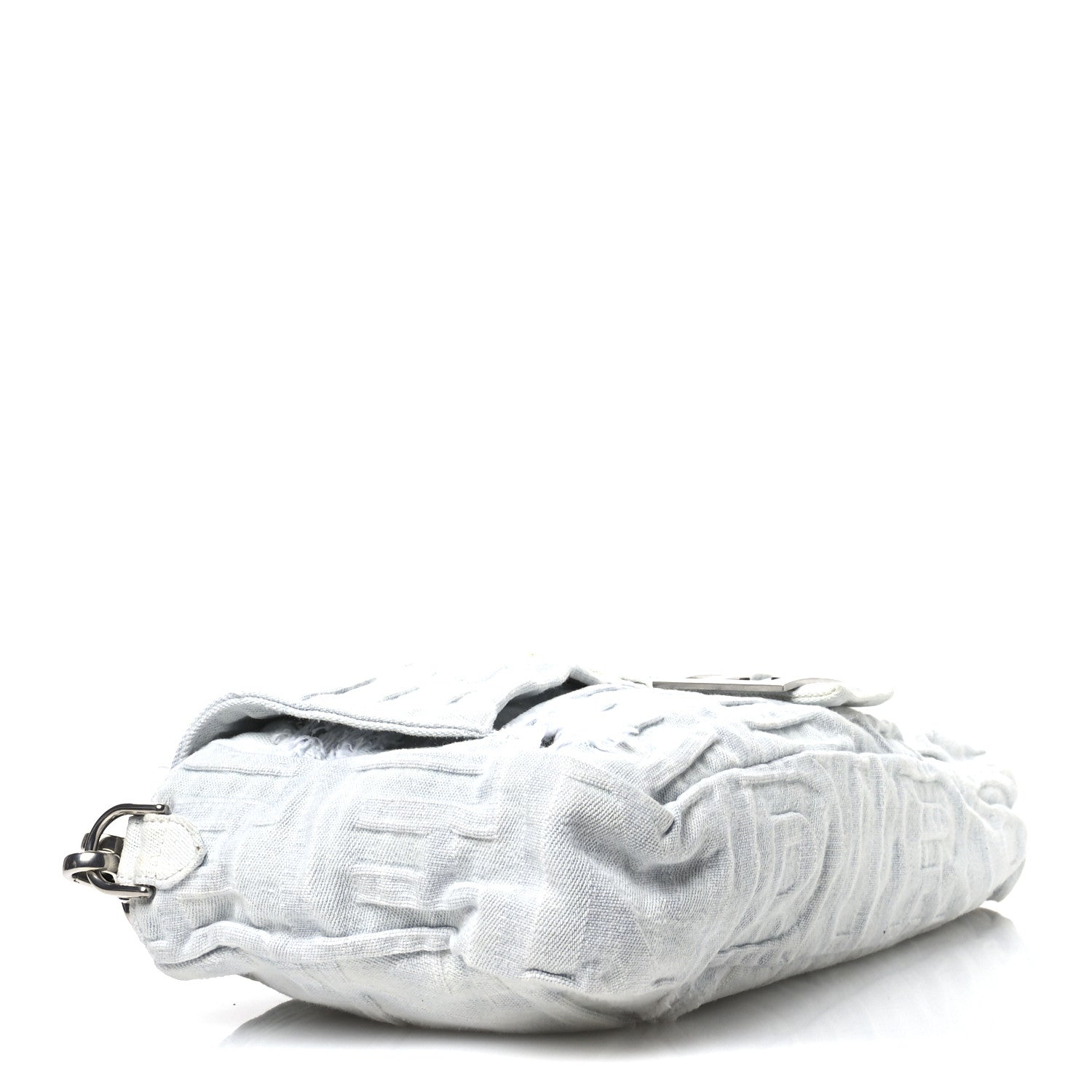 Fendi X MARC JACOBS Bleached Denim Logo Maxi Baguette Off White 4 of 12