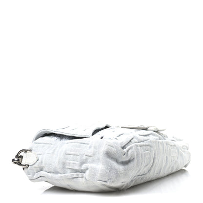 Fendi X MARC JACOBS Bleached Denim Logo Maxi Baguette Off White 4 of 12