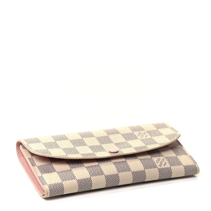Louis Vuitton Damier Azur Emilie Wallet Rose Ballerine 3 of 4