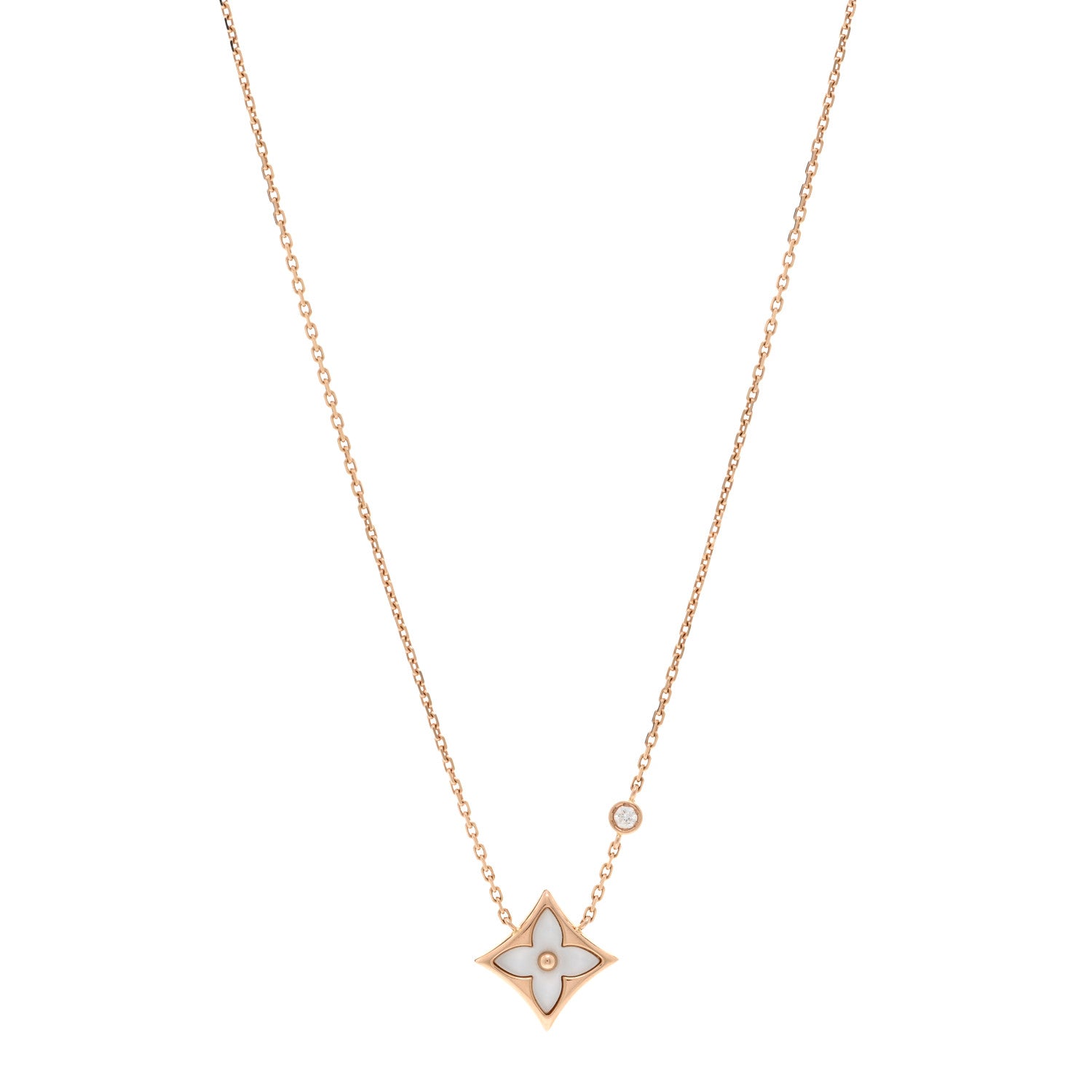 Louis Vuitton 18K Pink Gold Diamond Mother of Pearl Color Blossom BB Star Pendant Necklace 1 of 5