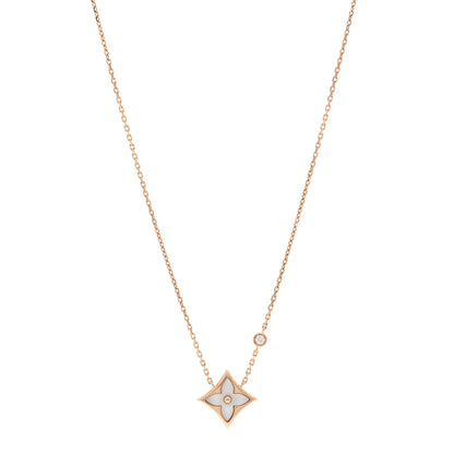 Louis Vuitton 18K Pink Gold Diamond Mother of Pearl Color Blossom BB Star Pendant Necklace 1 of 5