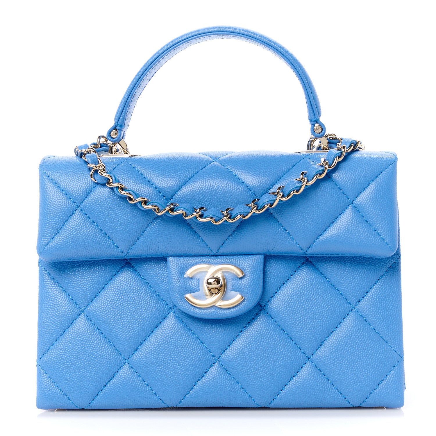 Chanel Caviar Quilted Mini Retro Twist Top Handle Flap Blue 1 of 12