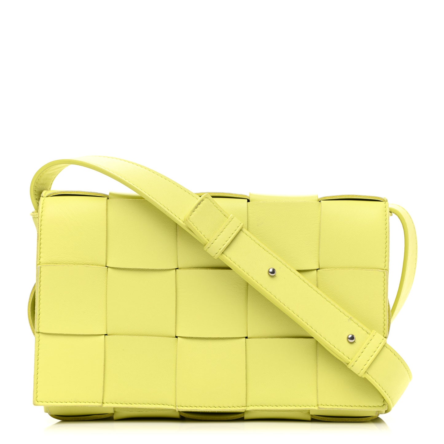 Lambskin Maxi Intrecciato Cassette Crossbody Bag Acid Kiwi