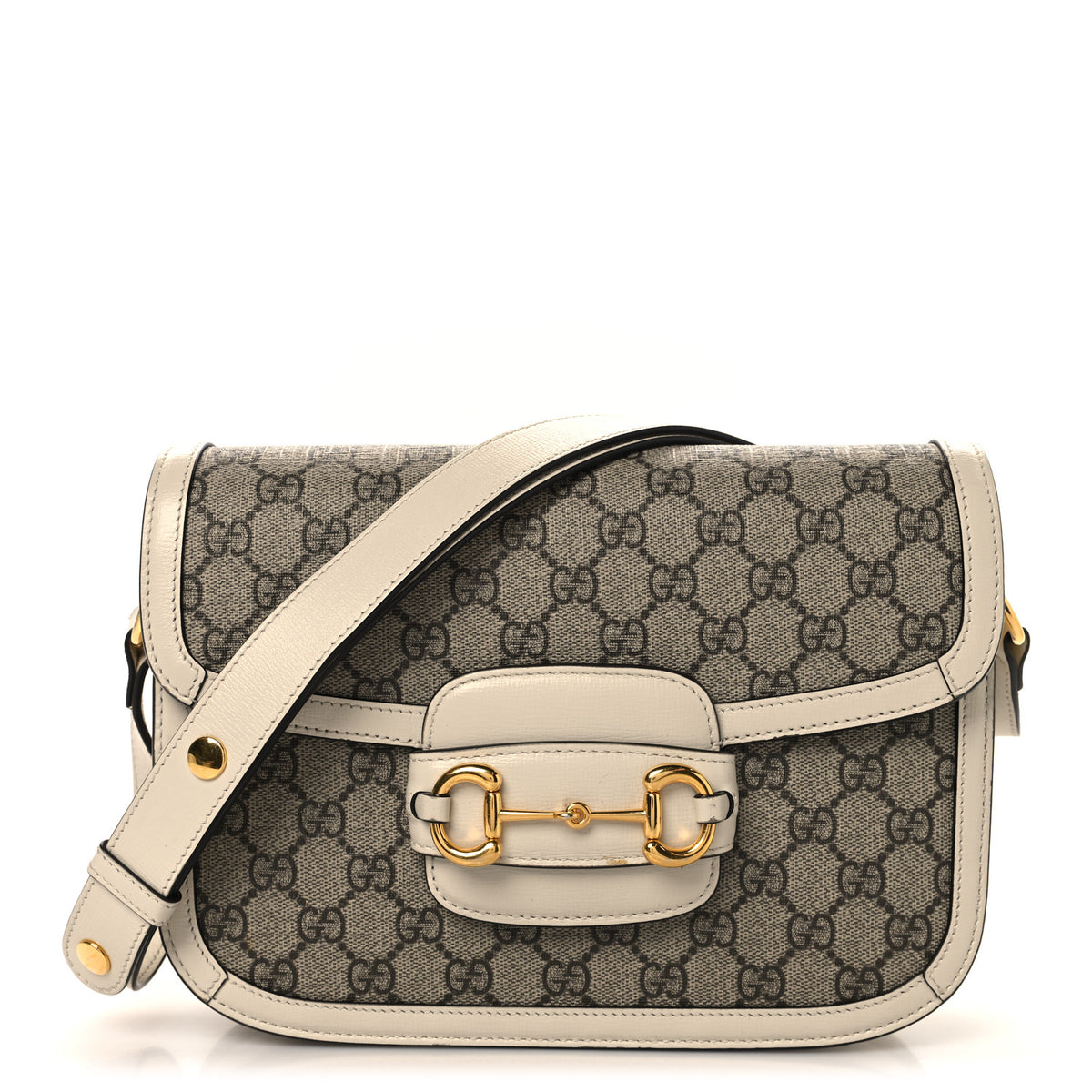 Gucci GG Supreme Monogram Horsebit 1955 Shoulder Bag Beige Mystic White 1 of 12
