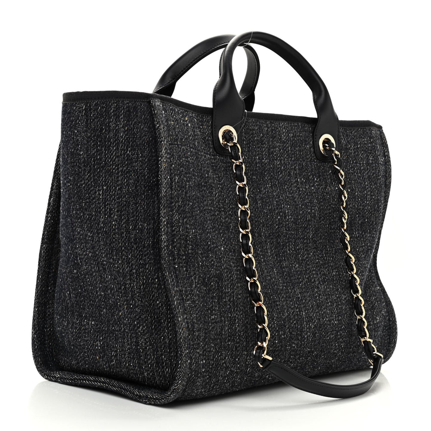 Denim Medium Deauville Tote Dark Blue White