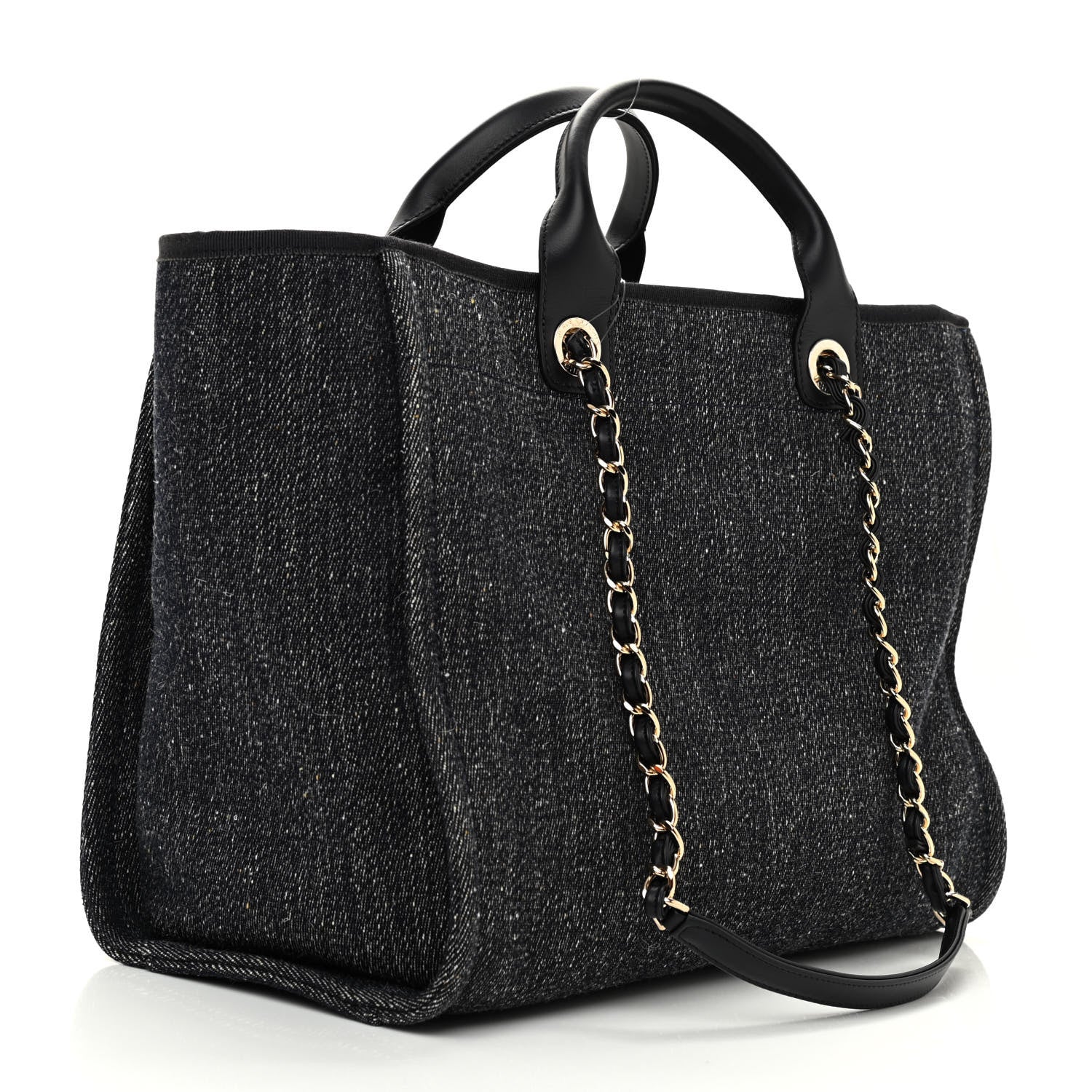 Chanel Denim Medium Deauville Tote Dark Blue White 4 of 14