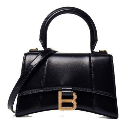 Balenciaga Shiny Box Calfskin Hourglass Top Handle Bag XS Black 1 of 10