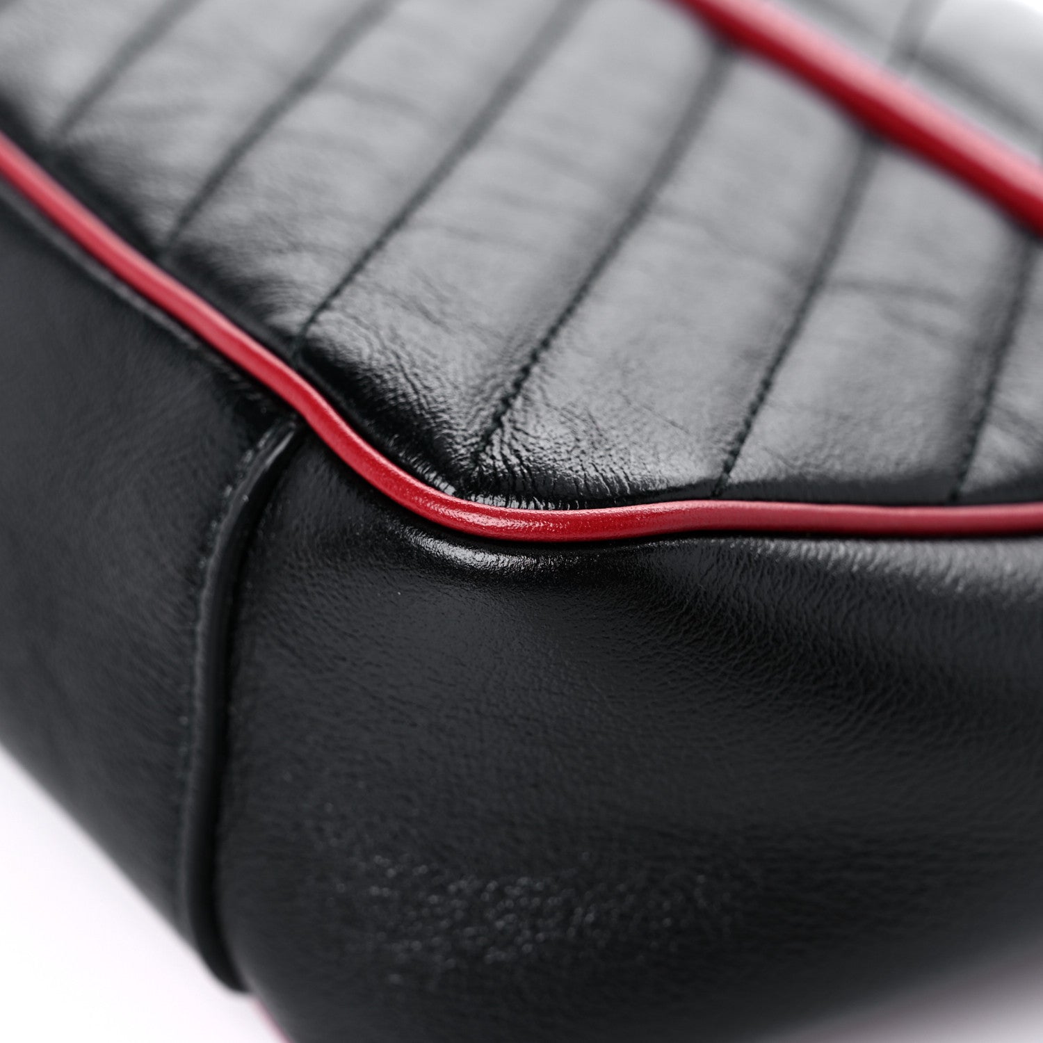 Gucci Vintage Effect Calfskin Matelasse Diagonal Small Torchon GG Marmont Shoulder Bag Black Romantic Cherry 11 of 12