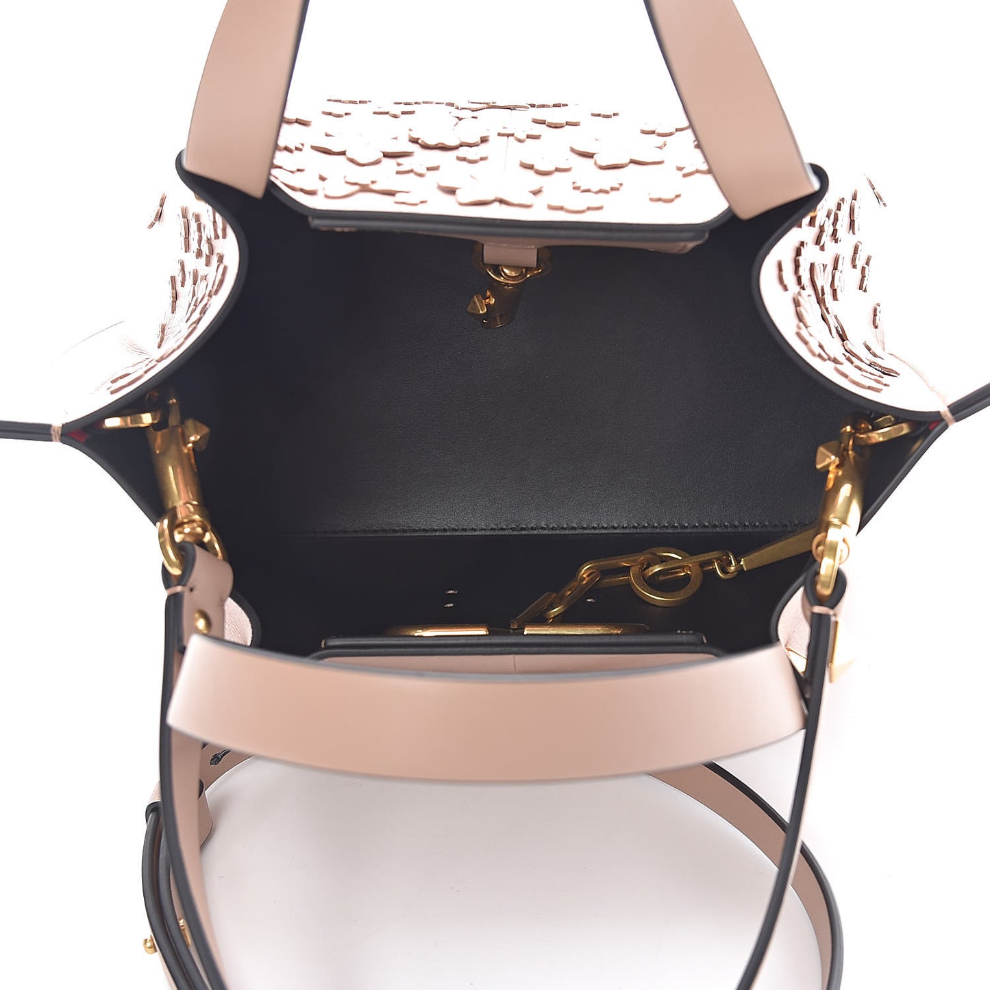 Smooht Calfskin Floral Small Go Logo Escape Shopper Poudre