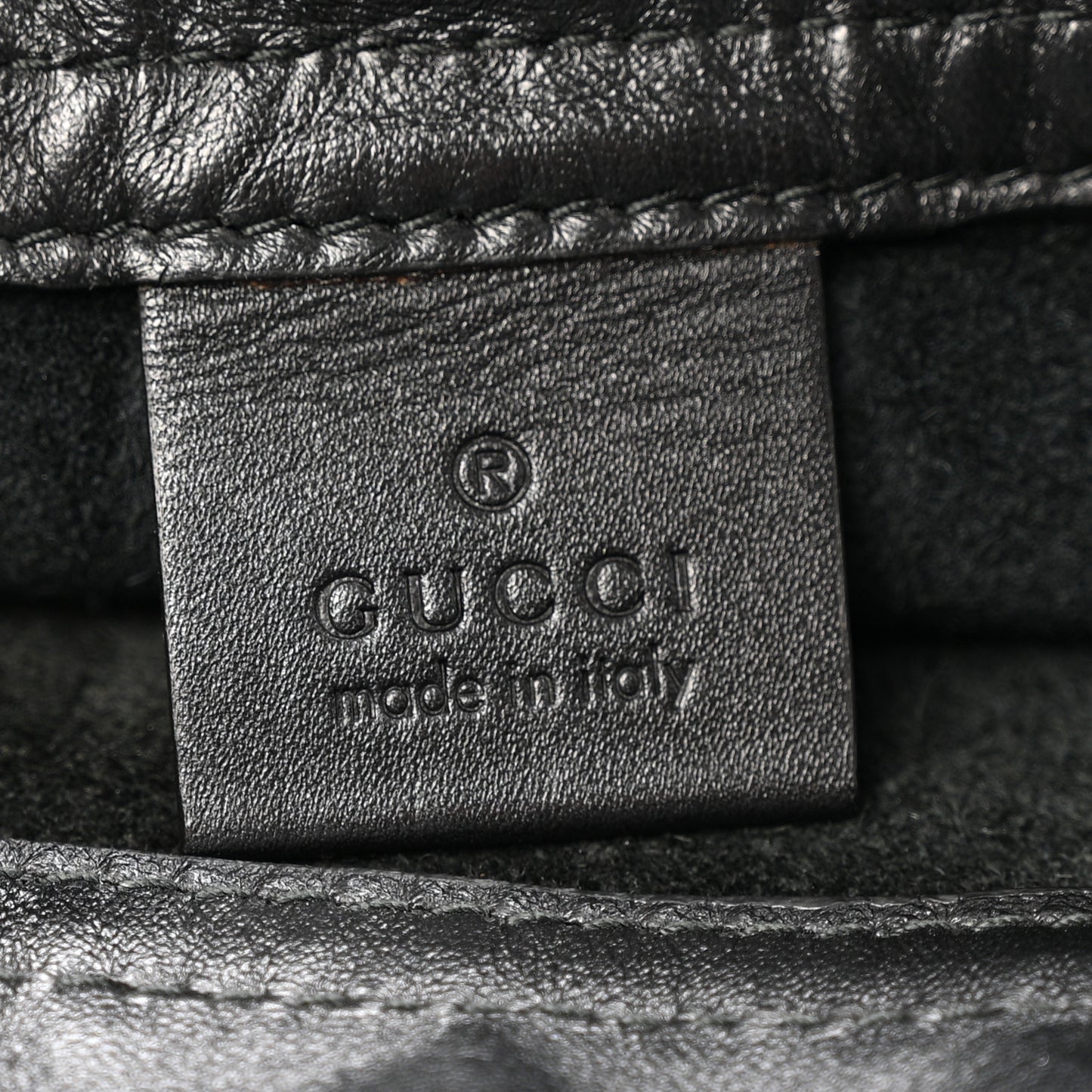Calfskin Logo Drawstring Backpack Black