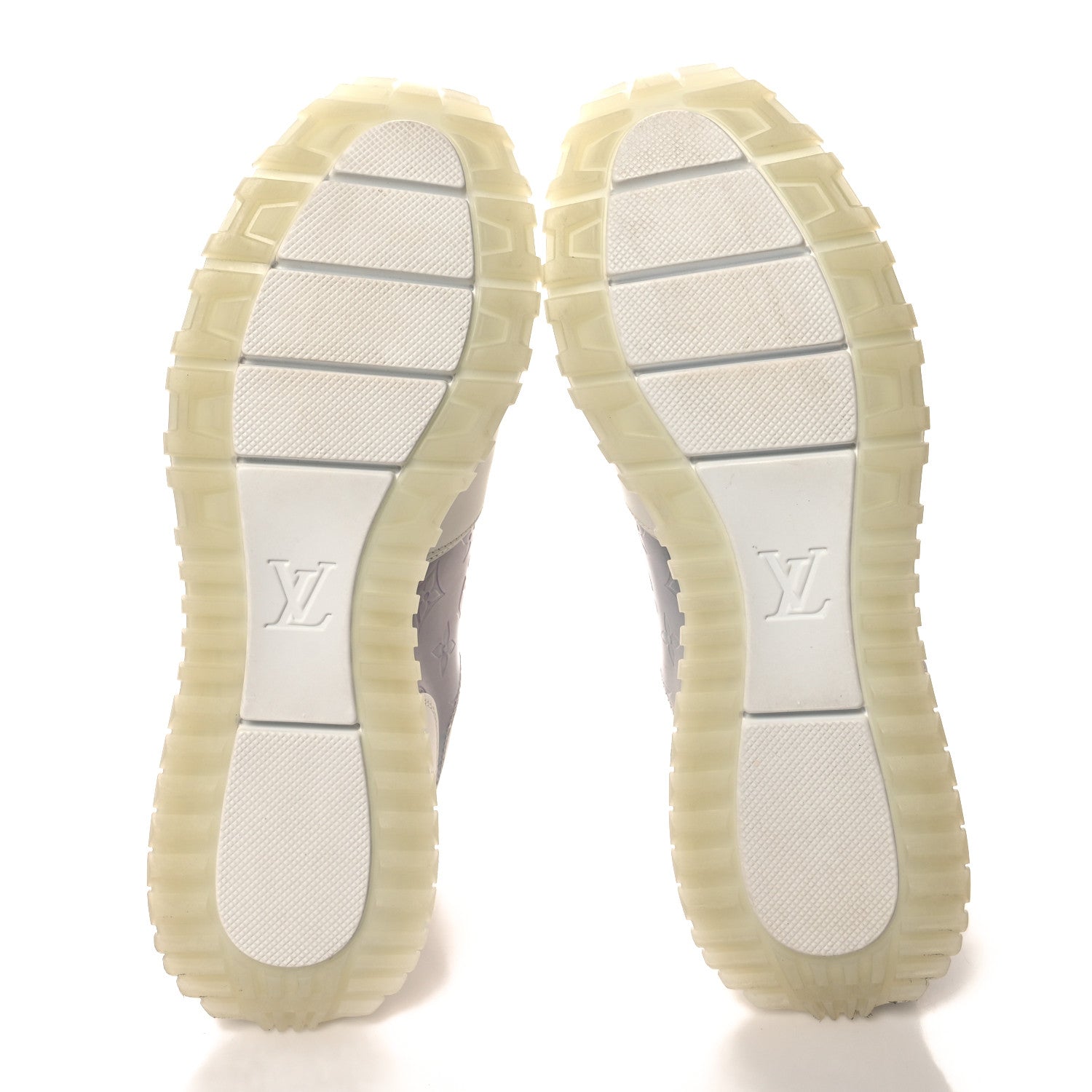 Louis Vuitton Iridescent Textile Monogram Calfskin Mens Run Away Sneakers 7 White 5 of 7