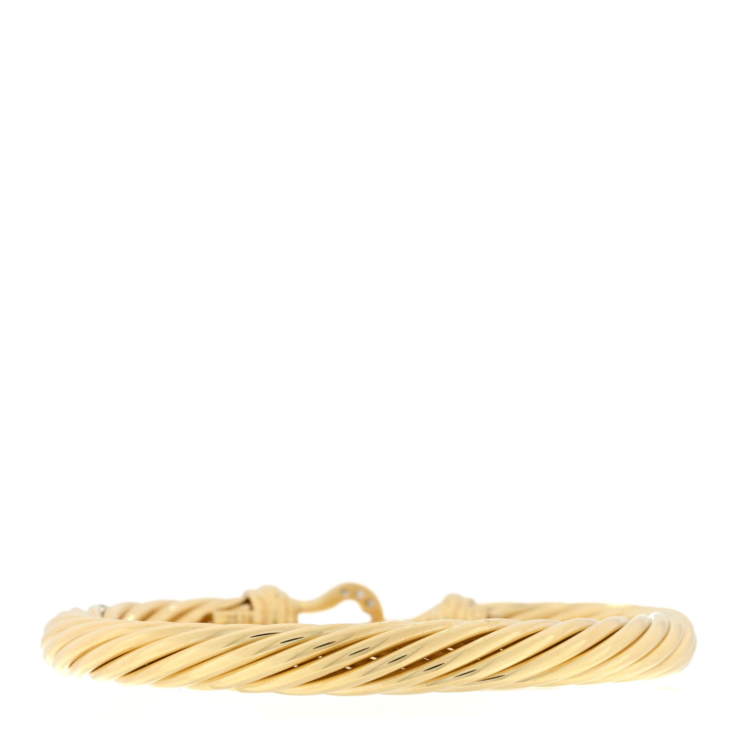 David Yurman 18K Yellow Gold Diamond 7mm Buckle Cable Bracelet 2 of 3