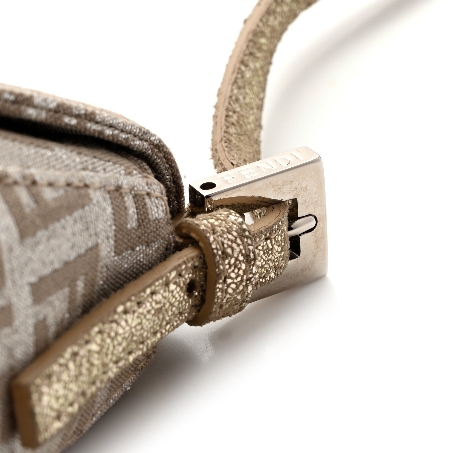 Fendi Metallic Jacquard Zucchino Suede Mini Mama Baguette Cipria Argento Grigio 10 of 13