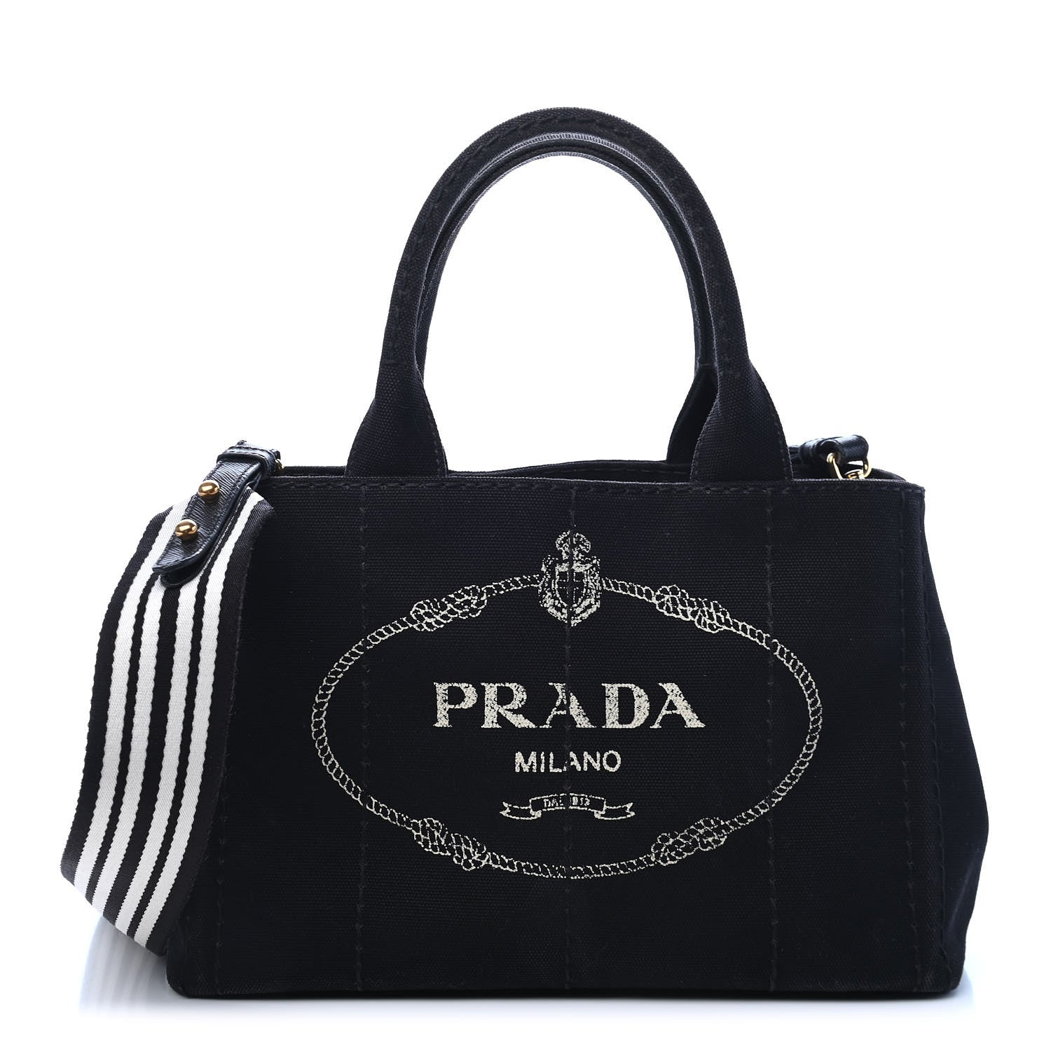 Prada Canapa Small Logo Tote Black Talco 1 of 29