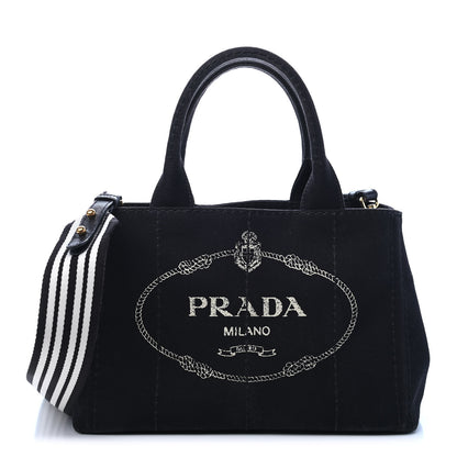 Prada Canapa Small Logo Tote Black Talco 1 of 29