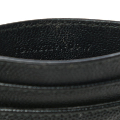 Saint Laurent Grain De Poudre Matelasse Chevron Monogram Credit Card Case Black 7 of 13