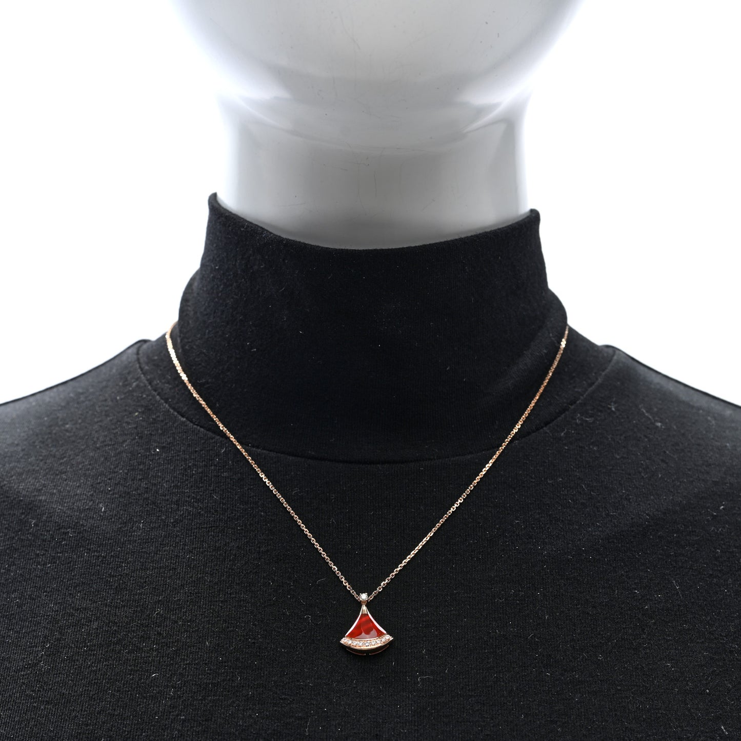 18K Rose Gold Diamond Carnelian Divas' Dream Pave Pendant Necklace