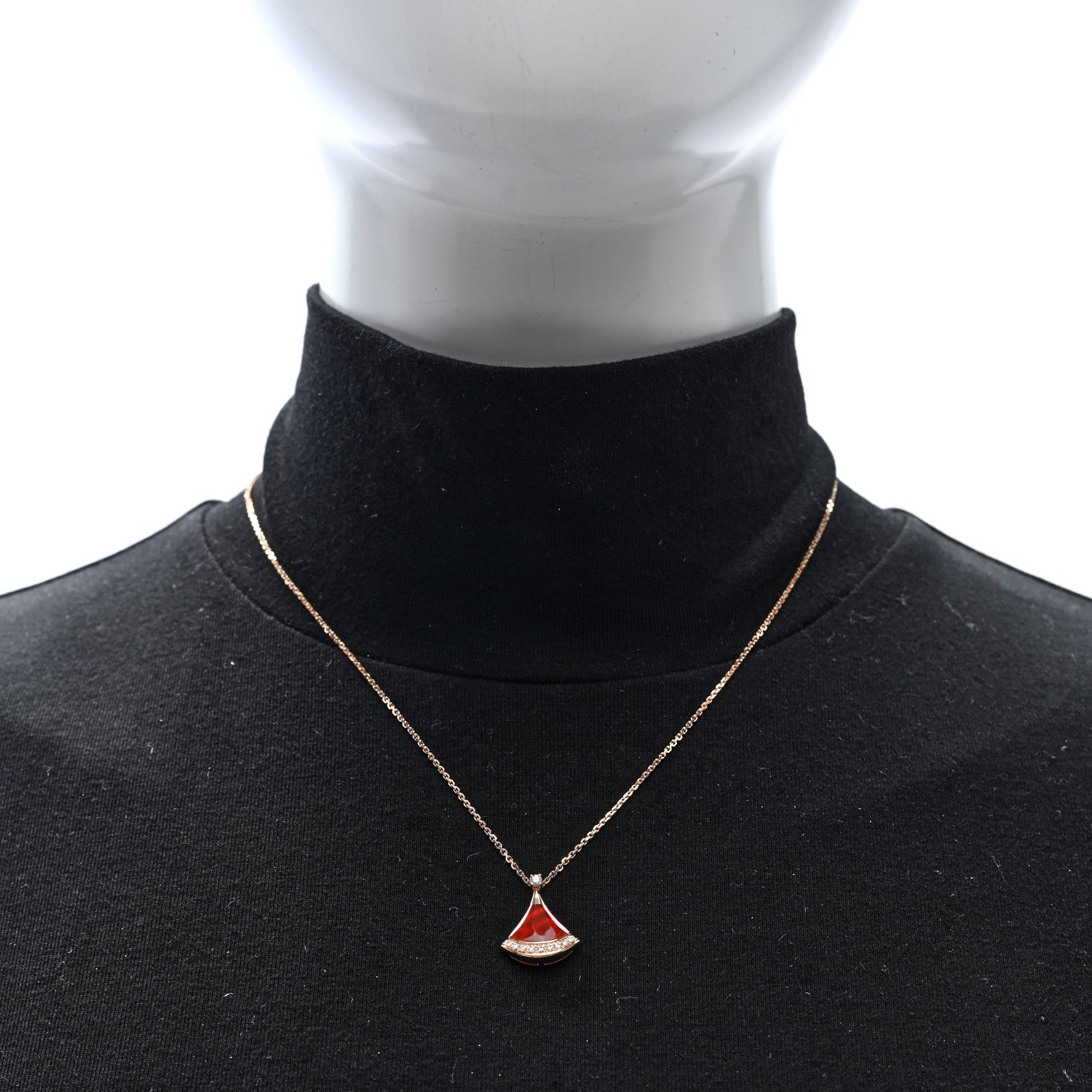 Bulgari 18K Rose Gold Diamond Carnelian Divas' Dream Pave Pendant Necklace 2 of 4