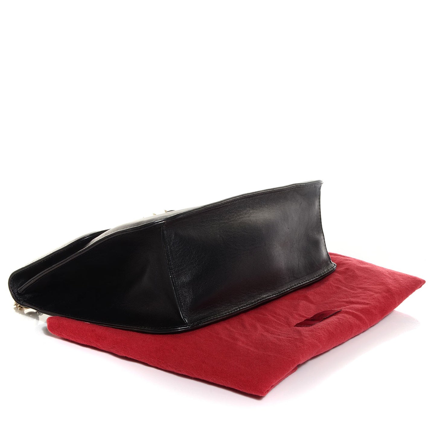 Vitello Large Glam Lock Rockstud Flap Black
