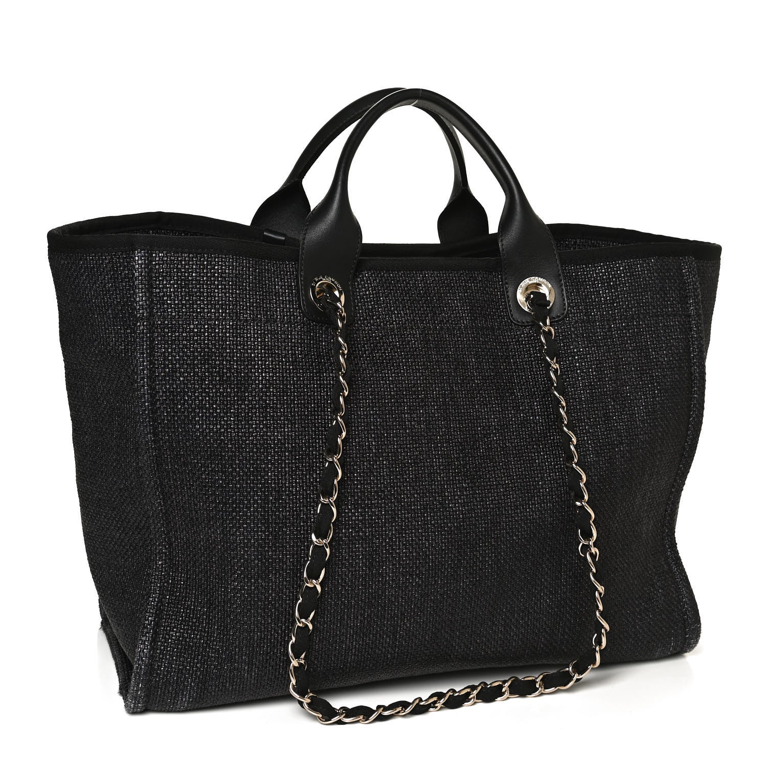 Chanel Woven Straw Raffia Medium Deauville Tote Black 3 of 10
