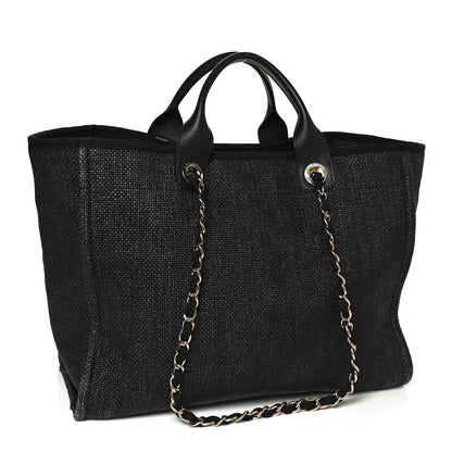 Chanel Woven Straw Raffia Medium Deauville Tote Black 3 of 10
