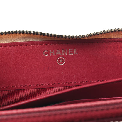 Chanel Aged Calfskin Quilted Large Gabrielle Zip Around Wallet Beige Black 6 of 12
