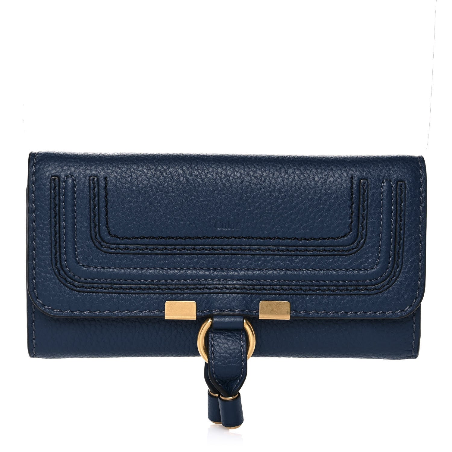 Chloe Calfskin Marcie Continental Flap Wallet Royal Navy 1 of 9