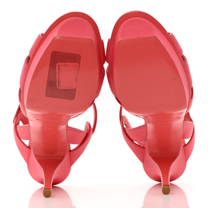 Saint Laurent Grained Calfskin Tribute 75 Platform Sandals 39.5 Rose Clair 5 of 16