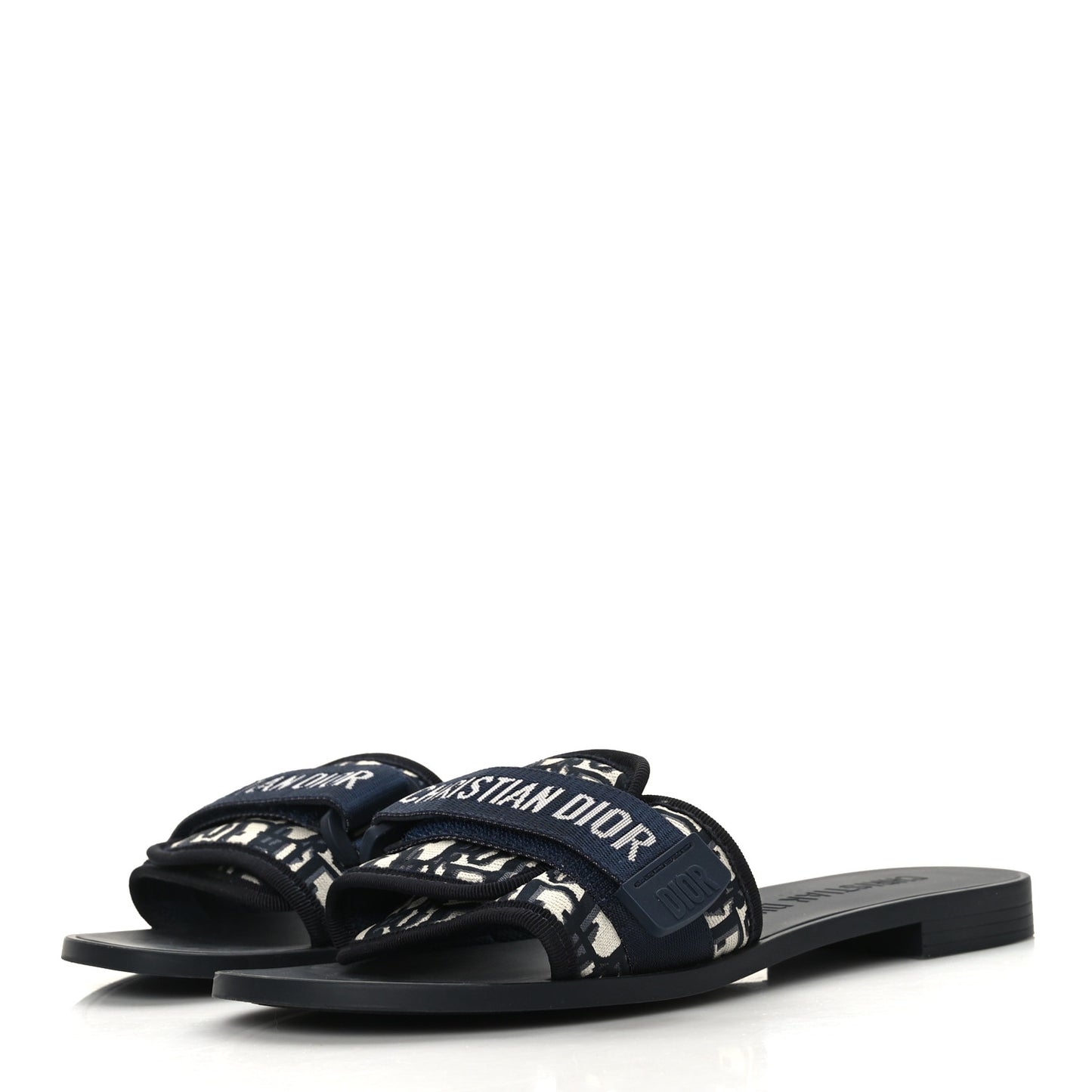 Nylon Oblique Dio(r)evolution Slide Sandals 40 Deep Blue