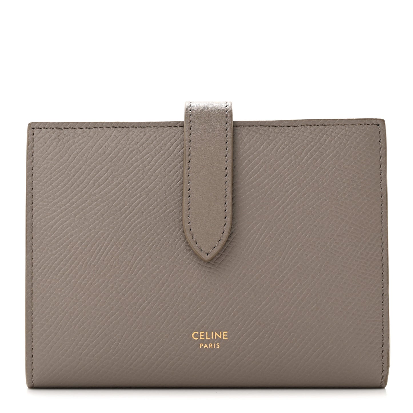 Grained Calfskin Medium Multifunction Strap Wallet Pebble