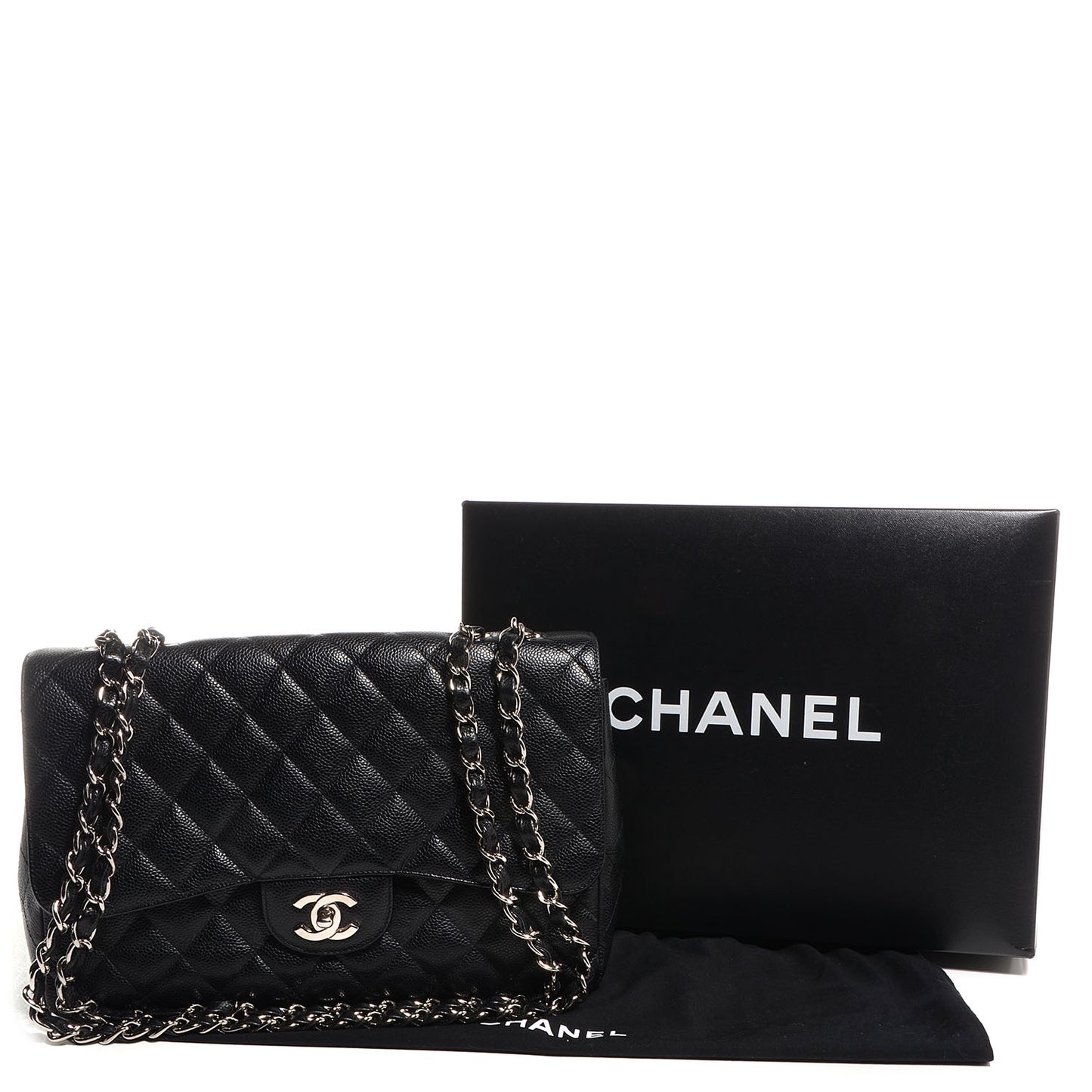 Caviar Jumbo Single Flap Black