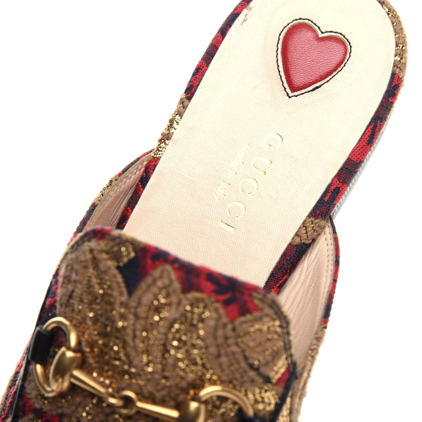 Jacquard Floral Womens Princetown Slippers 35.5 Black Camel