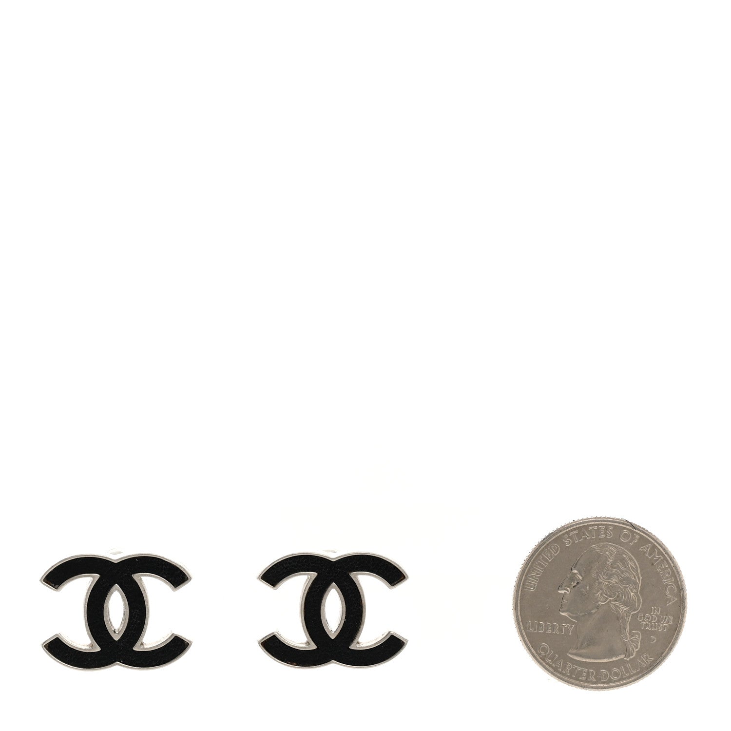 Chanel Lambskin CC Earrings Black Silver 2 of 4