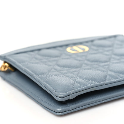 Christian Dior Calfskin Cannage Caro Zipped Pouch With Chain Cloud Blue 9 of 10