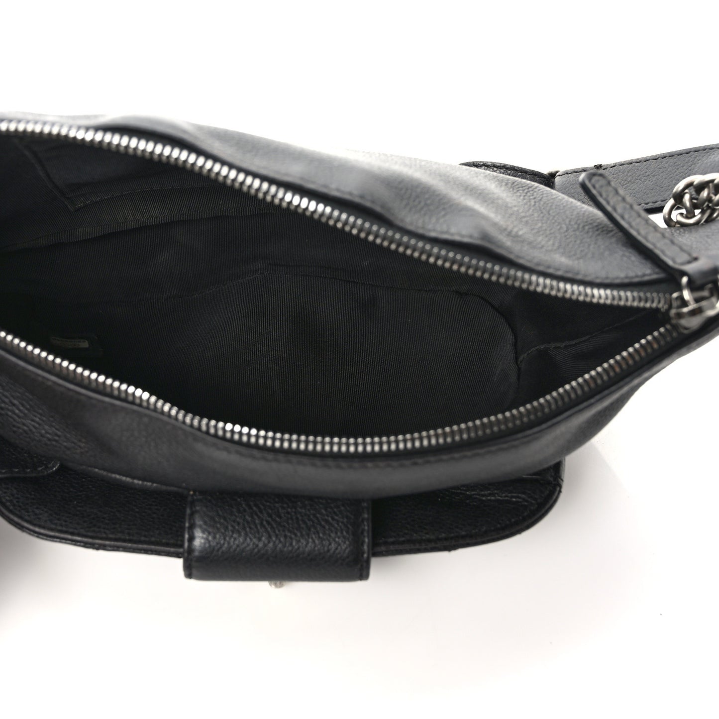 Grained Calfskin Quilted Casual Rock Waist Bag Fanny Pack Black