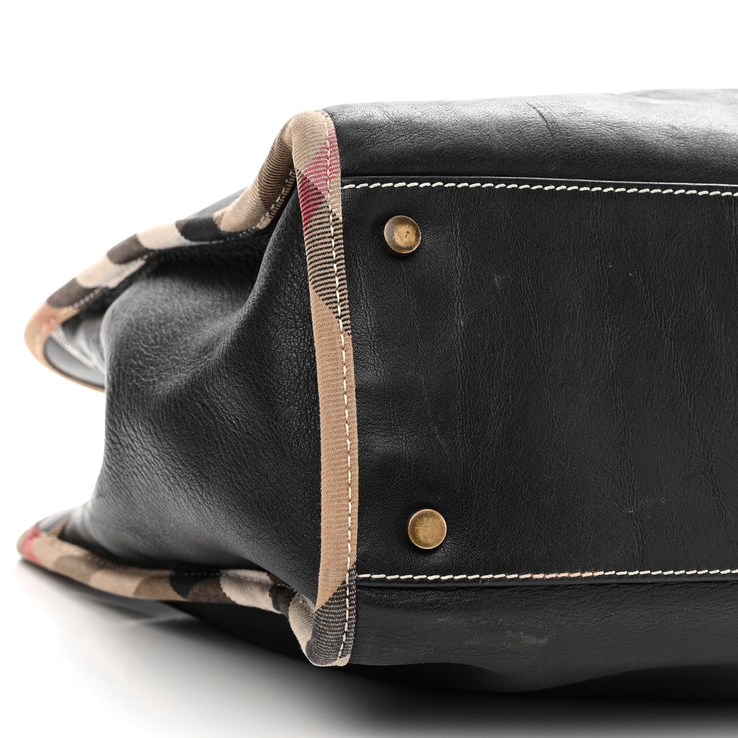 Grainy Calfskin Nova Check Tote Black