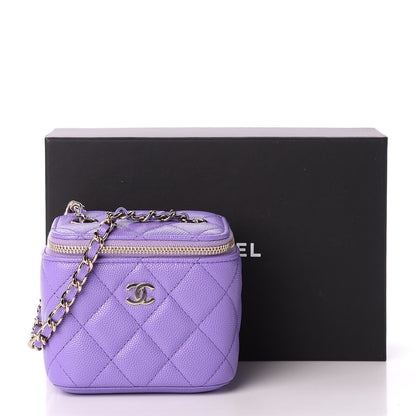 Chanel Caviar Quilted Mini Vanity Case With Chain Purple 9 of 9