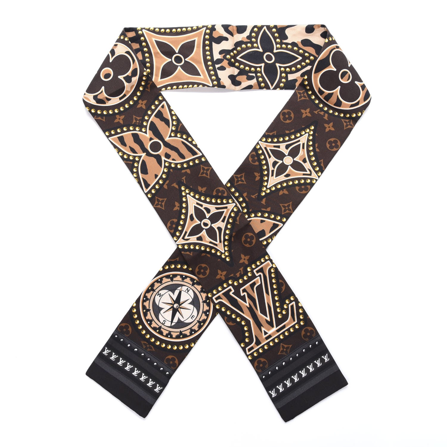 Louis Vuitton Silk Monogram LV World Bandeau Brown 1 of 4